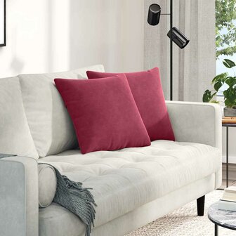 Sofa Kussens 2 stuks Wijnrood 45 x 45 cm Cordstof 1