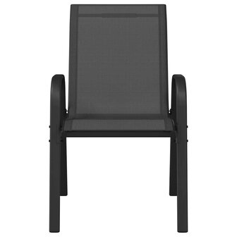 Tuinstoelen stapelbaar 2 st textileen stof zwart 4