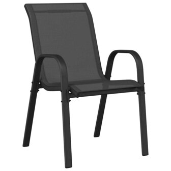 Tuinstoelen stapelbaar 2 st textileen stof zwart 5