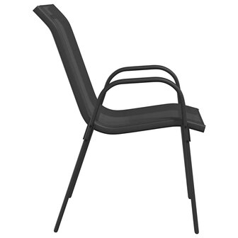 Tuinstoelen stapelbaar 2 st textileen stof zwart 6