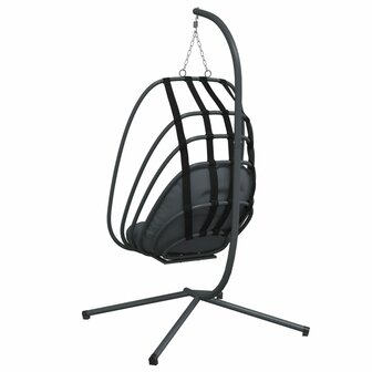 Egg hangstoel met standaard antraciet staal 6