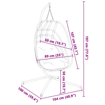 Egg hangstoel met standaard antraciet staal 8