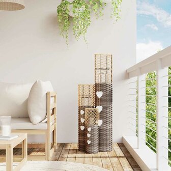 Kaarsenhouders 3 st wicker grijs 1