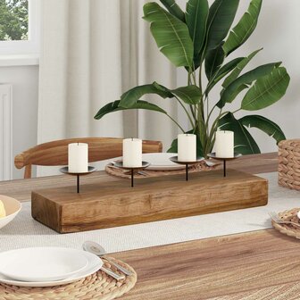 Kaarsenhouder Naturel 50 x 15 x 10 cm Massief teakhout 1