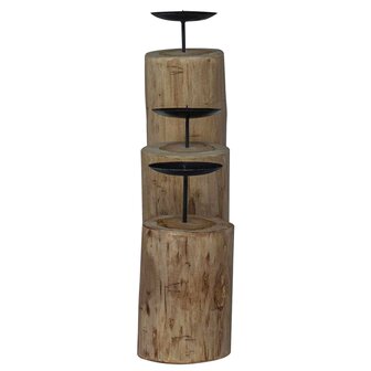 Kaarsenhouder 3 pcs Naturel Massief teakhout 6
