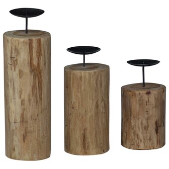Kaarsenhouder 3 pcs Naturel Massief teakhout 7