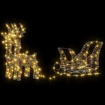 Rendier trek slede met 160 LED Warmwit 30 x 12 x 54,5 cm PET 5
