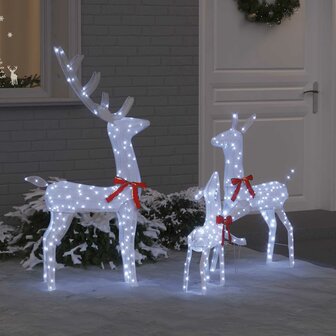 Rendierfamilie met 300 LED 3 pcs Koudwit 68 x 26 x 127 cm Stof 1