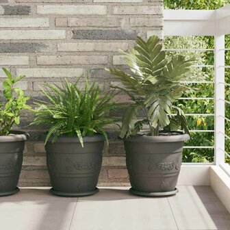 Ronde Bloempot 6 pcs Zwart &Oslash; 26 x 21.5 cm Kunststof 1