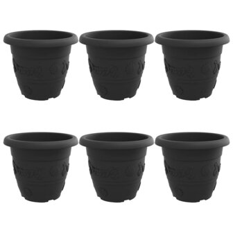 Ronde Bloempot 6 pcs Zwart &Oslash; 26 x 21.5 cm Kunststof 2