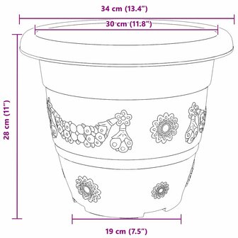 Ronde Bloempot 6 pcs Zwart &Oslash; 26 x 21.5 cm Kunststof 9
