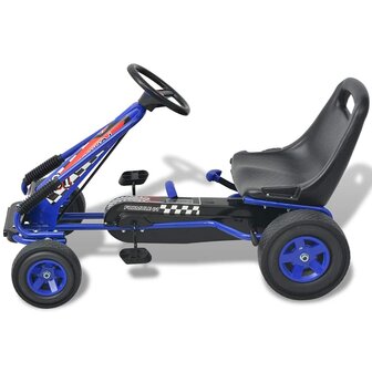 Skelter met pedalen en verstelbare zitting blauw 2