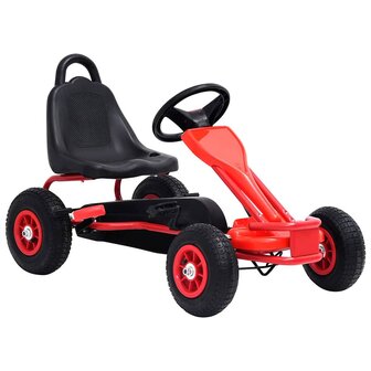 Skelter met pedalen en pneumatische banden rood 1