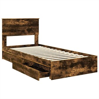 Opslag bed met lade Gerookt eiken 100 x 200 cm Bewerkt hout 5