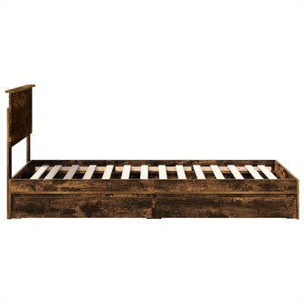 Opslag bed met lade Gerookt eiken 100 x 200 cm Bewerkt hout 9