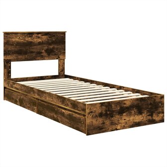Opslag bed met lade Gerookt eiken 90 x 190 cm Bewerkt hout 4