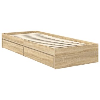 Opslag bed met hoofdeinde Sonoma Eiken 75 x 190 cm Bewerkt hout 6