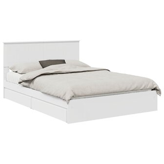 Opslag bed met hoofdeinde Wit 140 x 190 cm Bewerkt hout 2