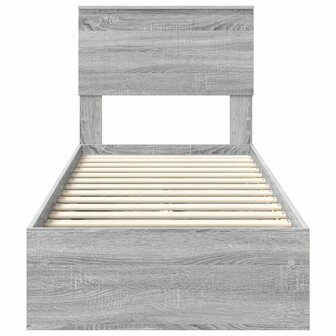 Opslag bed met hoofdeinde Grijs Sonoma 75 x 190 cm Bewerkt hout 8