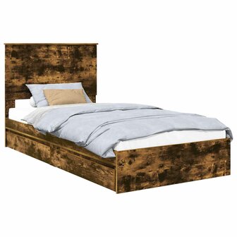 Opslag bed met lade Gerookt eiken 100 x 200 cm Bewerkt hout 2