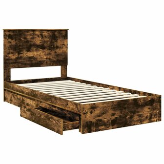 Opslag bed met lade Gerookt eiken 100 x 200 cm Bewerkt hout 5