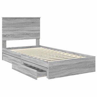 Opslag bed met lade Grijs Sonoma 100 x 200 cm Bewerkt hout 5