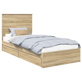 Opslag bed met hoofdeinde Sonoma Eiken 90 x 200 cm Bewerkt hout 2