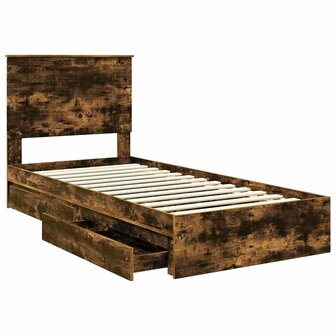 Opslag bed met lade Gerookt eiken 90 x 200 cm Bewerkt hout 5