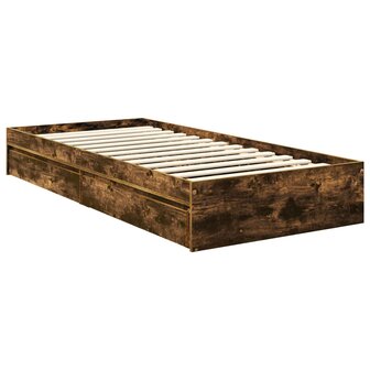 Opslag bed met lade Gerookt eiken 90 x 200 cm Bewerkt hout 6