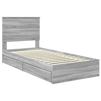 Opslag bed met hoofdeinde Grijs Sonoma 90 x 200 cm Bewerkt hout 4