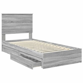Opslag bed met hoofdeinde Grijs Sonoma 90 x 200 cm Bewerkt hout 5