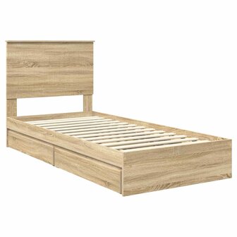 Opslag bed met hoofdeinde Sonoma Eiken 90 x 190 cm Bewerkt hout 4