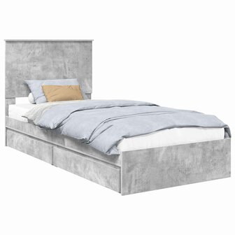 Opslag bed met hoofdeinde Beton Grijs 90 x 190 cm Bewerkt hout 2