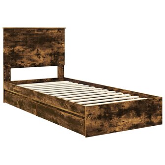 Opslag bed met lade Gerookt eiken 90 x 190 cm Bewerkt hout 4
