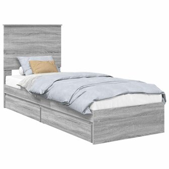 Opslag bed met hoofdeinde Grijs Sonoma 75 x 190 cm Bewerkt hout 2