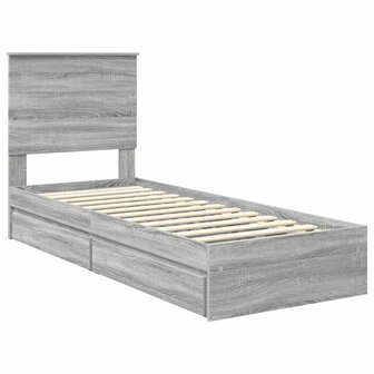 Opslag bed met hoofdeinde Grijs Sonoma 75 x 190 cm Bewerkt hout 4