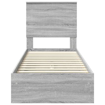Opslag bed met hoofdeinde Grijs Sonoma 75 x 190 cm Bewerkt hout 8