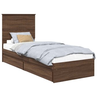 Opslag bed met hoofdeinde Bruin Eiken 75 x 190 cm Bewerkt hout 2