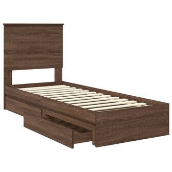 Opslag bed met hoofdeinde Bruin Eiken 75 x 190 cm Bewerkt hout 5