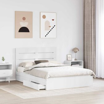 Opslag bed met hoofdeinde Wit 140 x 190 cm Bewerkt hout 3