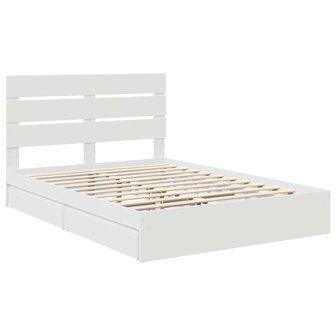 Opslag bed met hoofdeinde Wit 140 x 190 cm Bewerkt hout 4
