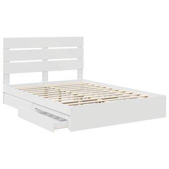 Opslag bed met hoofdeinde Wit 140 x 190 cm Bewerkt hout 5