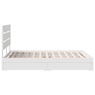Opslag bed met hoofdeinde Wit 140 x 190 cm Bewerkt hout 9