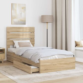 Opslag bed met lade Sonoma Eiken 100 x 200 cm Bewerkt hout 3