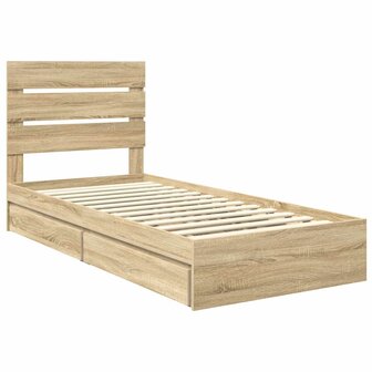 Opslag bed met lade Sonoma Eiken 100 x 200 cm Bewerkt hout 4