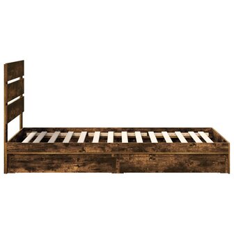 Opslag bed met lade Gerookt eiken 100 x 200 cm Bewerkt hout 9
