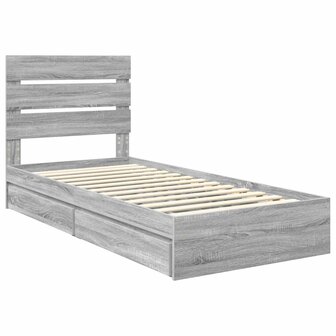 Opslag bed met lade Grijs Sonoma 100 x 200 cm Bewerkt hout 4