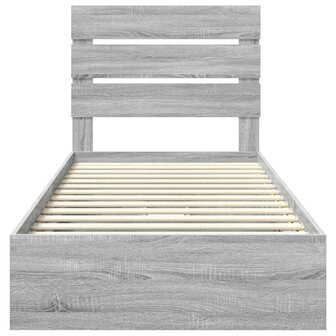Opslag bed met hoofdeinde Grijs Sonoma 90 x 200 cm Bewerkt hout 8