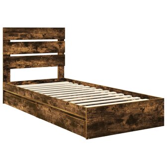 Opslag bed met lade Gerookt eiken 90 x 190 cm Bewerkt hout 4