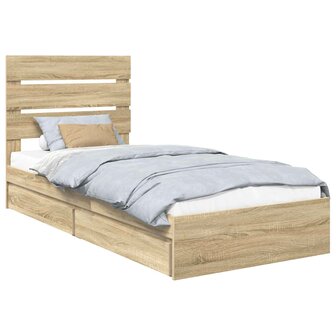 Opslag bed met hoofdeinde Sonoma Eiken 70 x 190 cm Bewerkt hout 2